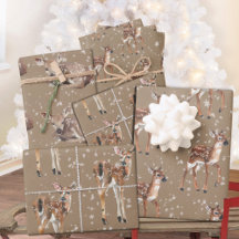 Rustique Kraft Winter Baby Doe Reindeer Snowflakes