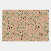 Feuille De Papier Cadeau Rustique Kraft Winter Woodland Greenery (Devant)