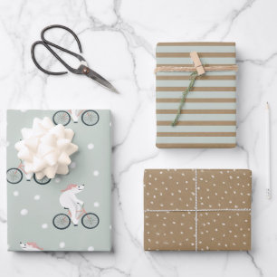 Feuille De Papier Cadeau Rustique Noël Kraft Whimsical hiver Ours polaire d