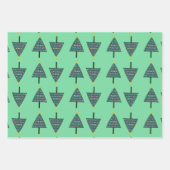 Feuille De Papier Cadeau Rustique nommé Arbre de Noël Motif Vert (Devant 3)