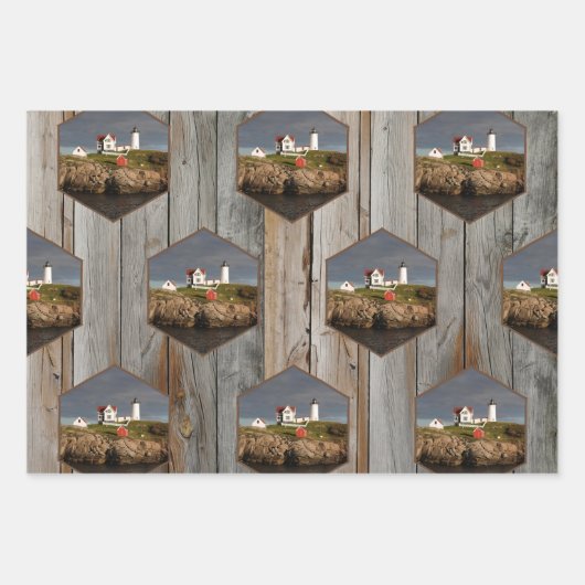 Feuille De Papier Cadeau Rustique Nubble Custom Photo Lighthouse (Devant 3)