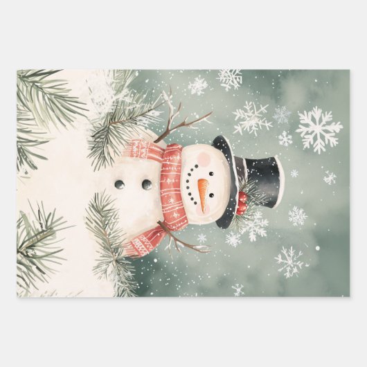 Feuille De Papier Cadeau Rustique Snowman Art Variété Pack Découpage (Devant)