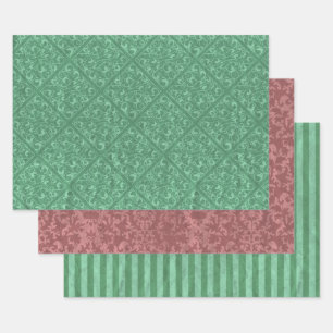 Feuille De Papier Cadeau Rustique Vert et Rouge canneberge Noël