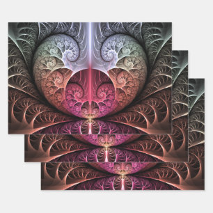 Feuille De Papier Cadeau Rythme cardiaque, art fractal surréaliste abstrait
