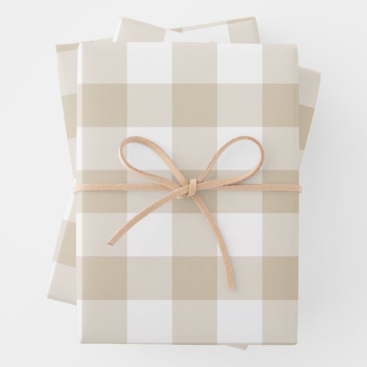 Feuille De Papier Cadeau Sable Beige En vichy Vérifier Plaid Ferme neutre (En situation)
