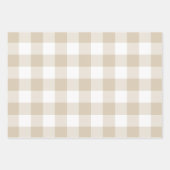 Feuille De Papier Cadeau Sable Beige En vichy Vérifier Plaid Ferme neutre (Devant)