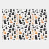 Feuille De Papier Cadeau Sac-cadeau orange blanc noir Chats moyen (Devant 2)