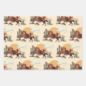 Feuille De Papier Cadeau Saddup First Rodeo Cowboy Retro Woodcut (Devant)