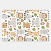 Feuille De Papier Cadeau Safari pour bébés animaux mignons (Devant)