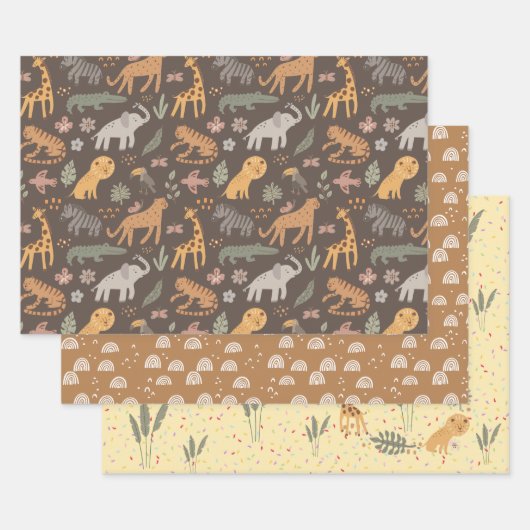 Feuille De Papier Cadeau Safari-set pour enfants (Lot)