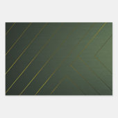 Feuille De Papier Cadeau Sage élégant vert et or (Devant)
