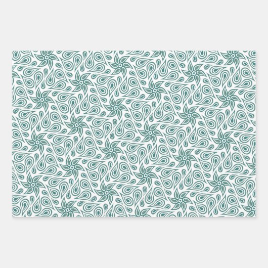 Feuille De Papier Cadeau Sage Green Abstrait Floral Paisley Motif tendance (Devant)