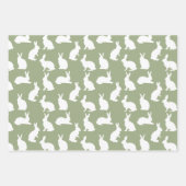 Feuille De Papier Cadeau Sage Green And White Bunny Pattern Modern Easter (Devant 3)