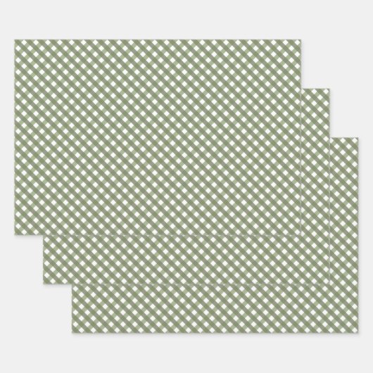 Feuille De Papier Cadeau Sage Green En vichy Motif (Lot)