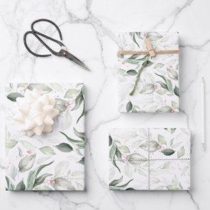 Feuille De Papier Cadeau Sage Greenery Élégant Rose Gold Doux Feuillage