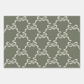 Feuille De Papier Cadeau Sage Greens & Cream Ribbons Vaches (Devant 3)