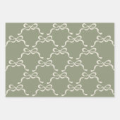 Feuille De Papier Cadeau Sage Greens & Cream Ribbons Vaches (Devant 2)