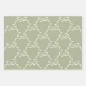 Feuille De Papier Cadeau Sage Greens & Cream Ribbons Vaches (Devant)