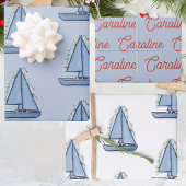 Feuille De Papier Cadeau Sailboat Christmas
