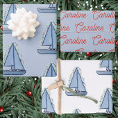 Feuille De Papier Cadeau Sailboat Christmas