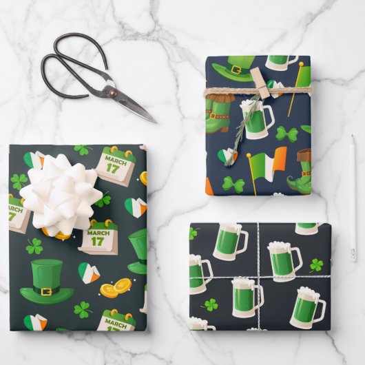 Feuille De Papier Cadeau Saint Patrick festif (Recto)