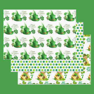 Feuille De Papier Cadeau Saint Patrick's Day Anniversaire Personnalisé Nom