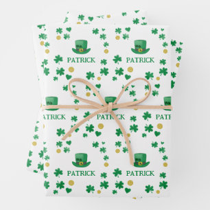 Feuille De Papier Cadeau Saint Patricks Leprechaun Clover personnalisé