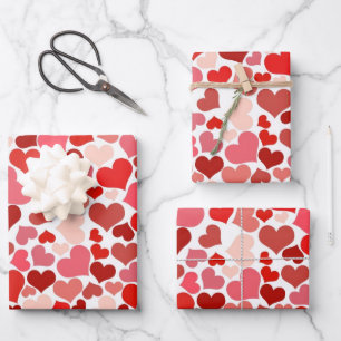 Feuille De Papier Cadeau Saint Valentin Amour Coeurs rouges