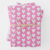 Feuille De Papier Cadeau Saint-Valentin Anniversaire Rose Blanc Paillettes (En situation)