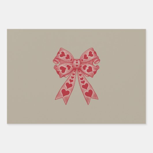 Feuille De Papier Cadeau Saint Valentin Coeur Coquette arc Retro Valentine (Devant)