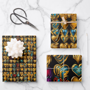 Feuille De Papier Cadeau Saint Valentin Coeurs colorés d'amour