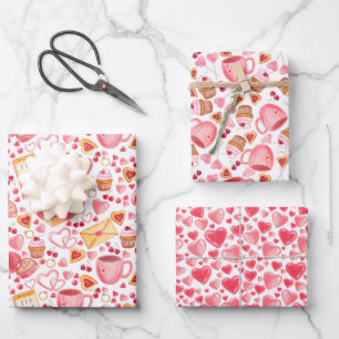 Feuille De Papier Cadeau Saint Valentin Coeurs d'amour rose