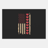 Feuille De Papier Cadeau Saint Valentin Coeurs du drapeau américain (Devant)