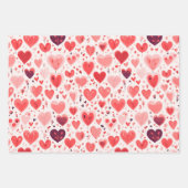 Feuille De Papier Cadeau Saint Valentin Coeurs rouge et rose (Devant)