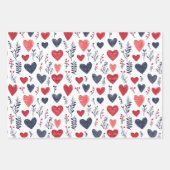 Feuille De Papier Cadeau Saint Valentin Coeurs scandinaves (Devant 2)