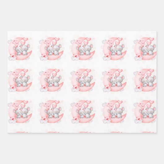 Feuille De Papier Cadeau Saint Valentin Cute Baby Mice (Devant 3)
