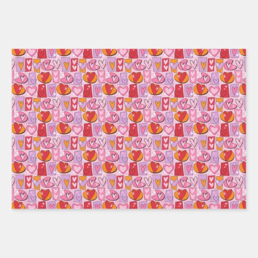 Feuille De Papier Cadeau Saint-Valentin / Ensemble cadeau d'amour (Devant 2)