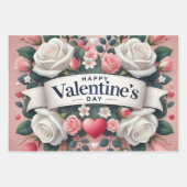 Feuille De Papier Cadeau Saint Valentin Floral Coeur Design (Devant 2)