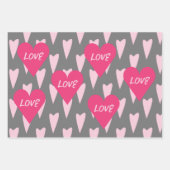 Feuille De Papier Cadeau Saint Valentin Grand Coeur Aimer Rose (Devant 3)