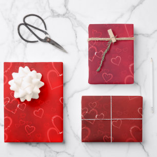Feuille De Papier Cadeau Saint Valentin Motif de coeur rouge