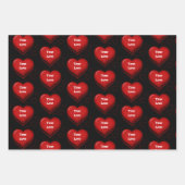 Feuille De Papier Cadeau Saint-Valentin Noms Coeurs Cupidons Rouge Blanc 3 (Devant 3)