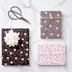 Feuille De Papier Cadeau Saint-Valentin Roses Blanches Délicates Mixtes 2