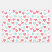 Feuille De Papier Cadeau Saint Valentin Rouge Bleu Magenta Coeurs (Devant 3)