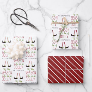 Feuille De Papier Cadeau SAISON DES Elfes DE Noël À ÊTRE JOLLEMENT Personna