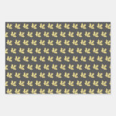 Feuille De Papier Cadeau saison des fêtes gris or et foncé (Devant 3)