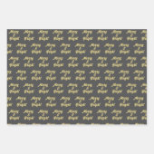 Feuille De Papier Cadeau saison des fêtes gris or et foncé (Devant 2)