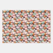 Feuille De Papier Cadeau Saison d'Halloween Citrouilles & Florals (Devant 2)