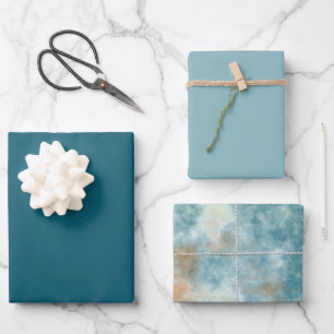 Feuille De Papier Cadeau Salle de bain dorée et sarcelle