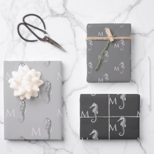 Feuille De Papier Cadeau Salle de bain marine moderne Marine Grey