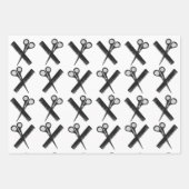 Feuille De Papier Cadeau Salon de coiffure pour peigne de ciseaux (Devant)